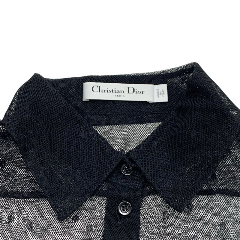 クリスチャンディオール CHRISTIAN DIOR トップス レースシャツ ブラック 黒 ドット柄 半袖