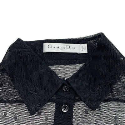 クリスチャンディオール CHRISTIAN DIOR トップス レースシャツ ブラック 黒 ドット柄 半袖