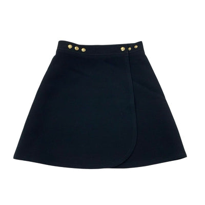 Louis Vuitton LOUIS VUITTON Bottoms Wool Black Gold Unused Wrap Skirt Mini Skirt