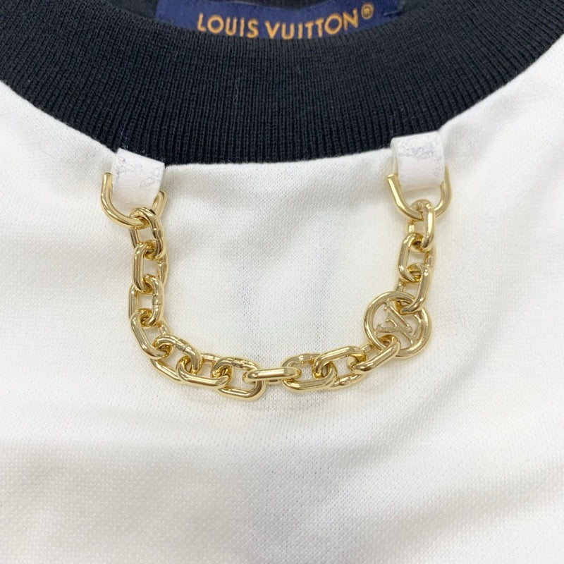 ルイヴィトン LOUIS VUITTON ワンピース コットン ブラック ホワイト 未使用 ボーダー ポケット チェーン