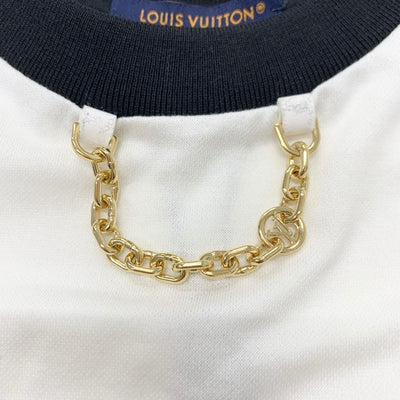 ルイヴィトン LOUIS VUITTON ワンピース コットン ブラック ホワイト 未使用 ボーダー ポケット チェーン
