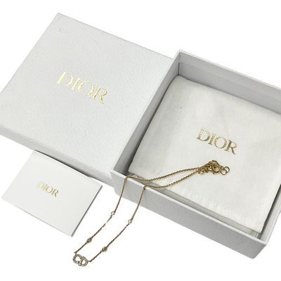 Christian Dior CHRISTIAN DIOR ClairDLune Necklace Pendant Choker Gold CD Logo Rhinestone