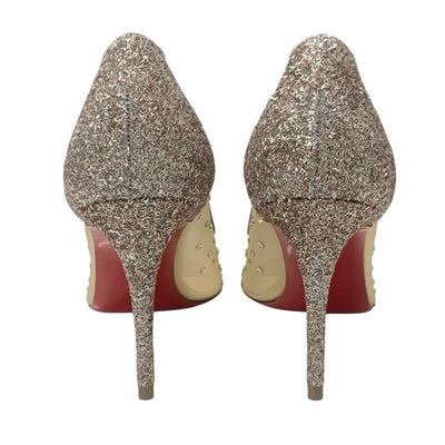 クリスチャンルブタン Christian Louboutin FOLLIES STRASS パンプス 靴 シューズ メッシュ グリッター ベージュ ラインストーン パーティーシューズ