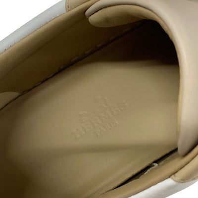 エルメス HERMES デイ スニーカー 靴 シューズ レザー ベージュ ホワイト ピンクゴールド ケリー金具
