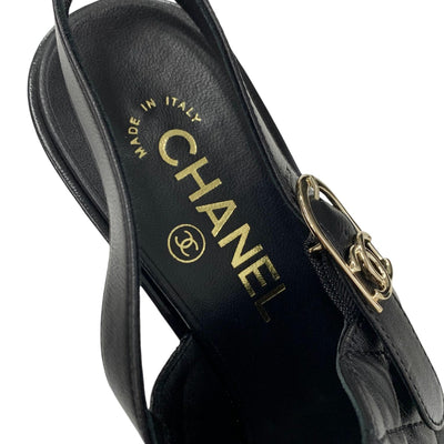 シャネル CHANEL サンダル 靴 シューズ レザー ブラック 黒 マトラッセ ココマーク ストラップ