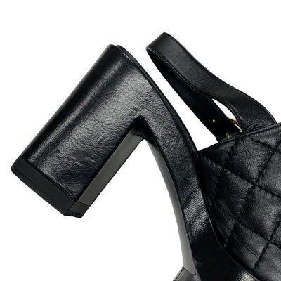 シャネル CHANEL サンダル 靴 シューズ レザー ブラック 黒 マトラッセ ココマーク ストラップ