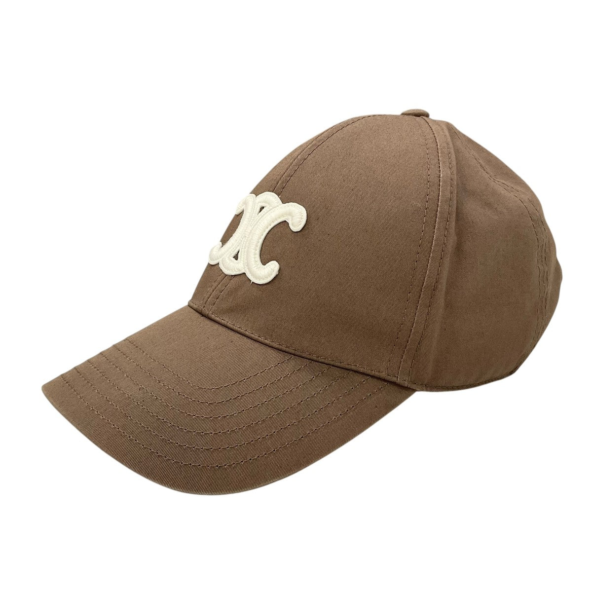 CELINE cap hat cotton brown white logo triomphe baseball cap