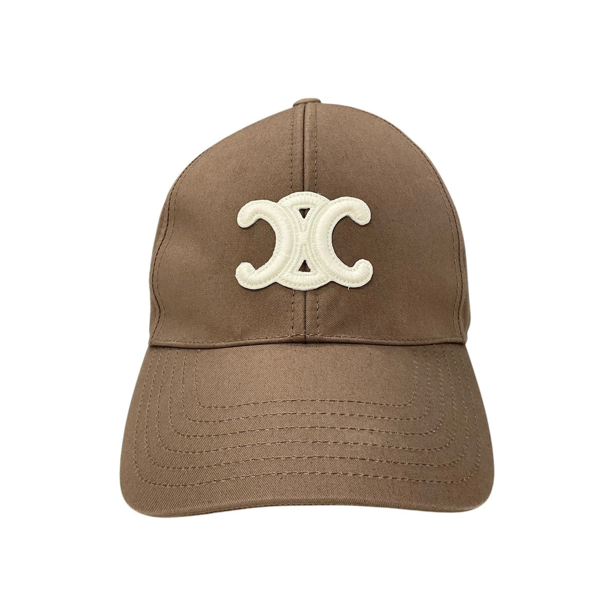 CELINE cap hat cotton brown white logo triomphe baseball cap