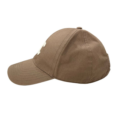 CELINE cap hat cotton brown white logo triomphe baseball cap