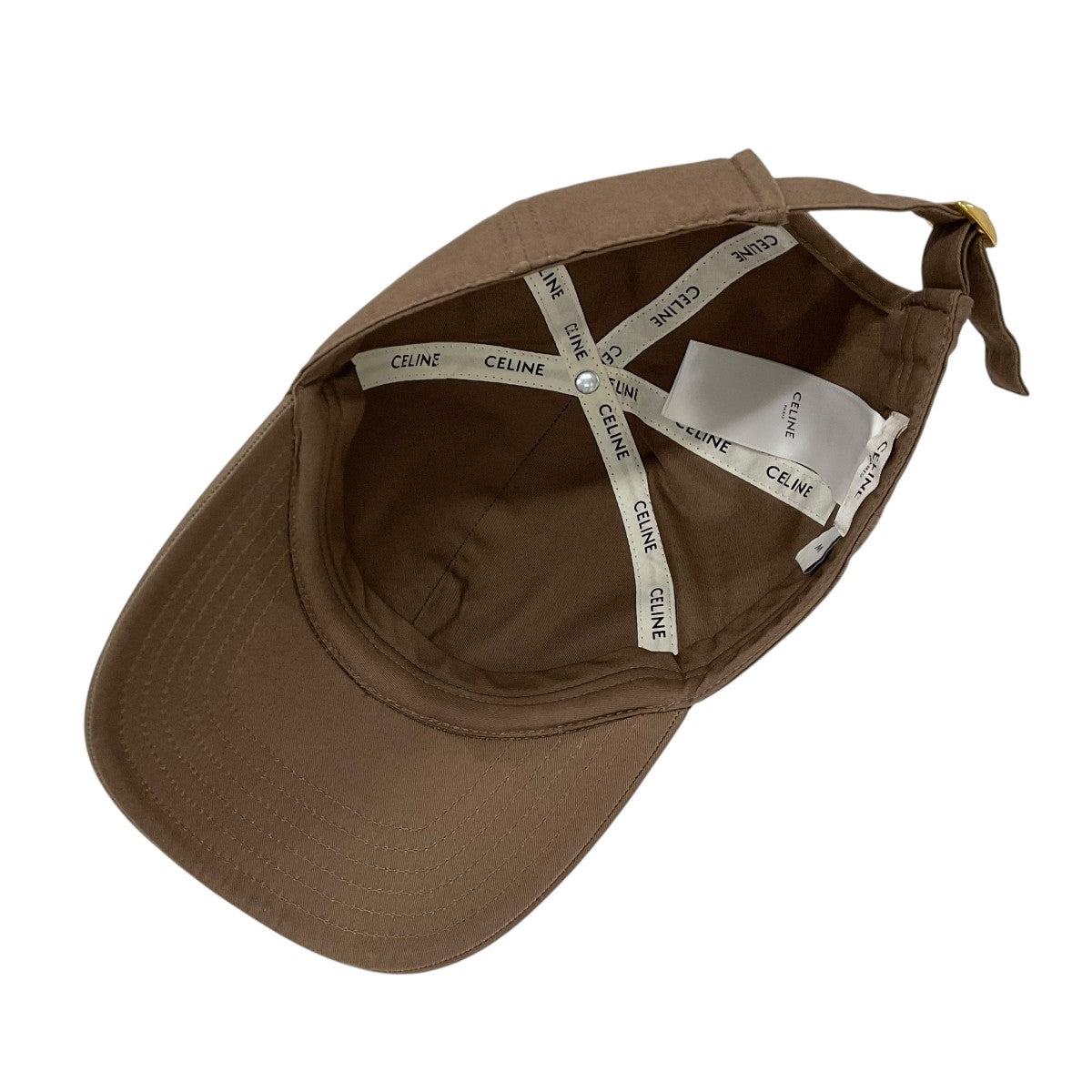 CELINE cap hat cotton brown white logo triomphe baseball cap