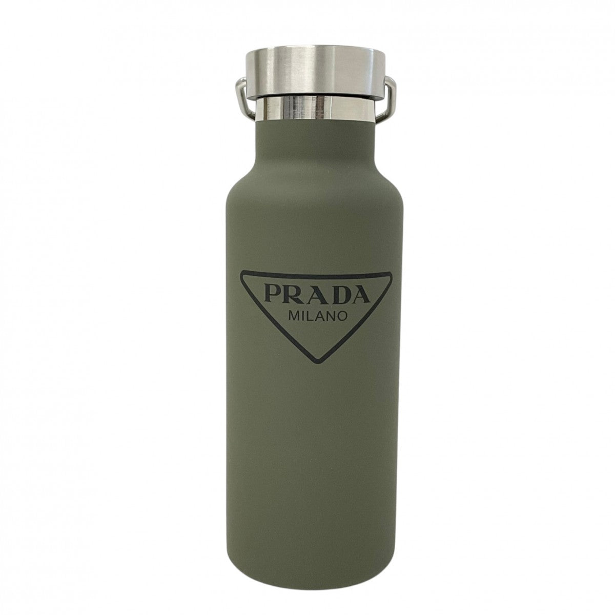 PRADA Khaki Unused Triangle Logo Water Bottle Tumbler Heat Insulation Cold Bottle Water Bottle