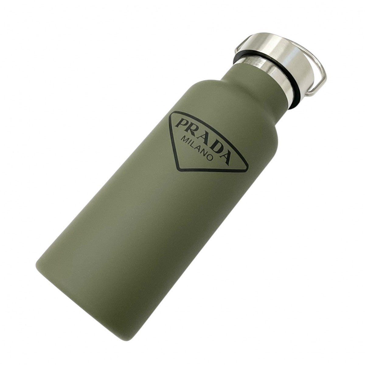 PRADA Khaki Unused Triangle Logo Water Bottle Tumbler Heat Insulation Cold Bottle Water Bottle