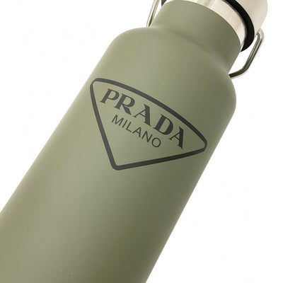 PRADA Khaki Unused Triangle Logo Water Bottle Tumbler Heat Insulation Cold Bottle Water Bottle