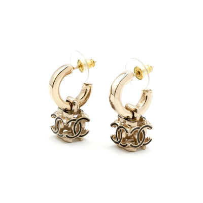シャネル CHANEL ピアス イヤリング ゴールド ブラック ココマーク キューブ フープ