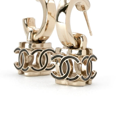 シャネル CHANEL ピアス イヤリング ゴールド ブラック ココマーク キューブ フープ