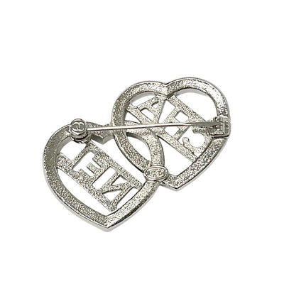 Chanel CHANEL Brooch Corsage Silver Logo Rhinestone Heart