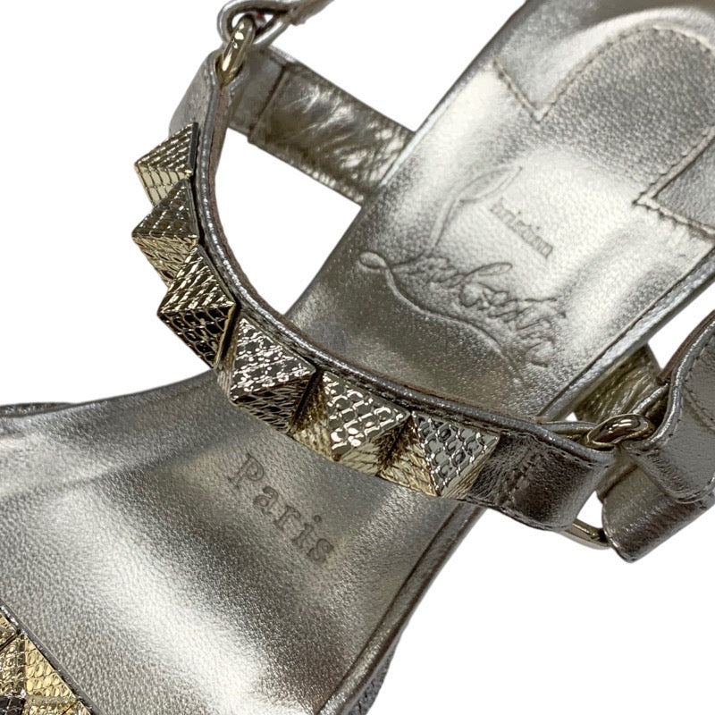 クリスチャンルブタン Christian Louboutin ピラクロウ サンダル 靴 シューズ レザー ゴールド スタッズ ウェッジソール