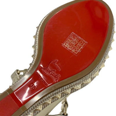 クリスチャンルブタン Christian Louboutin ピラクロウ サンダル 靴 シューズ レザー ゴールド スタッズ ウェッジソール