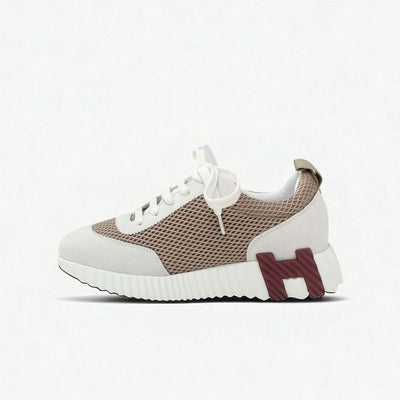 エルメス HERMES バウンシング スニーカー 靴 シューズ スエード ファブリック ベージュ グレー 未使用 メッシュ