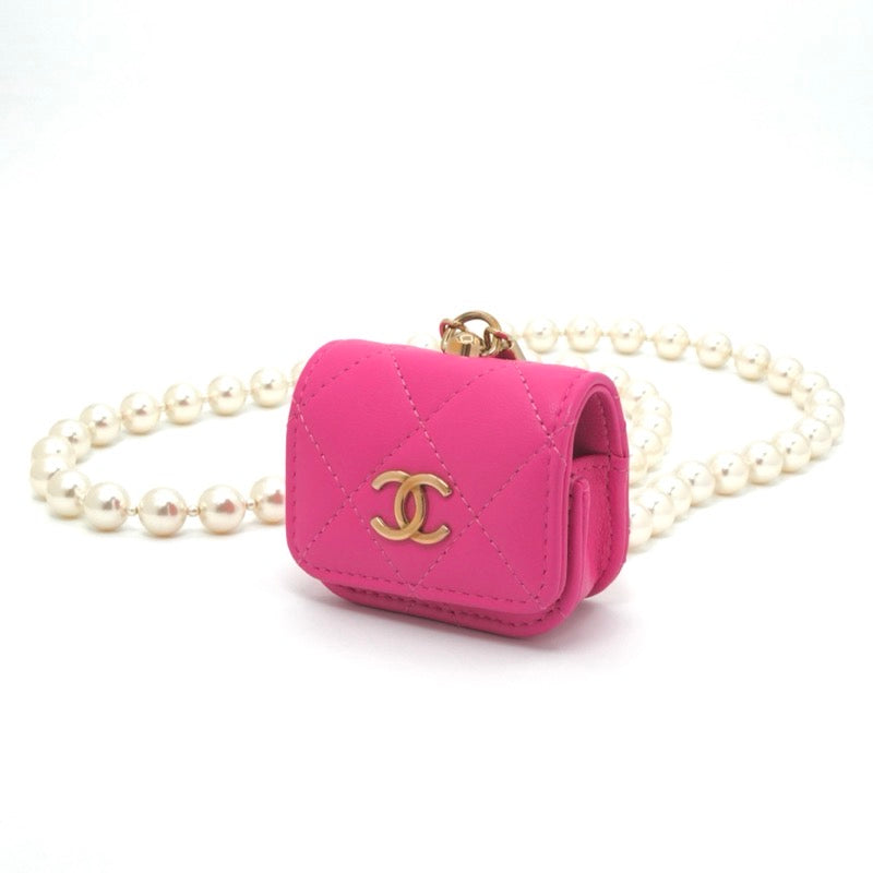 シャネル CHANEL ネックレス ペンダント チョーカー ピンク ゴールド ココマーク マトラッセ airpodsケース イヤホンケース