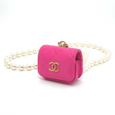 シャネル CHANEL ネックレス ペンダント チョーカー ピンク ゴールド ココマーク マトラッセ airpodsケース イヤホンケース