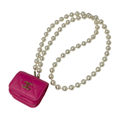 Chanel CHANEL necklace pendant choker pink gold coco mark matelasse airpods case earphone case