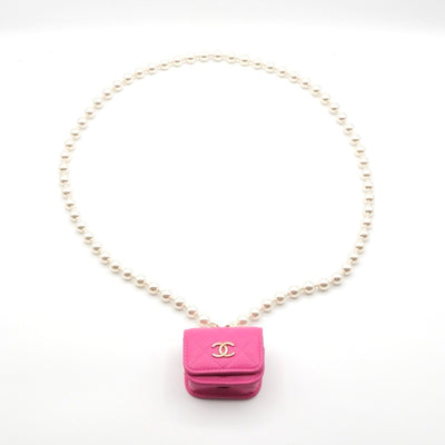 シャネル CHANEL ネックレス ペンダント チョーカー ピンク ゴールド ココマーク マトラッセ airpodsケース イヤホンケース