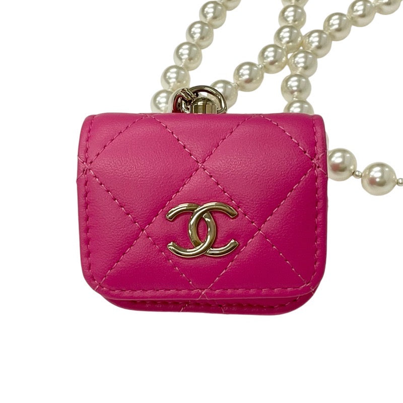 Chanel CHANEL necklace pendant choker pink gold coco mark matelasse airpods case earphone case