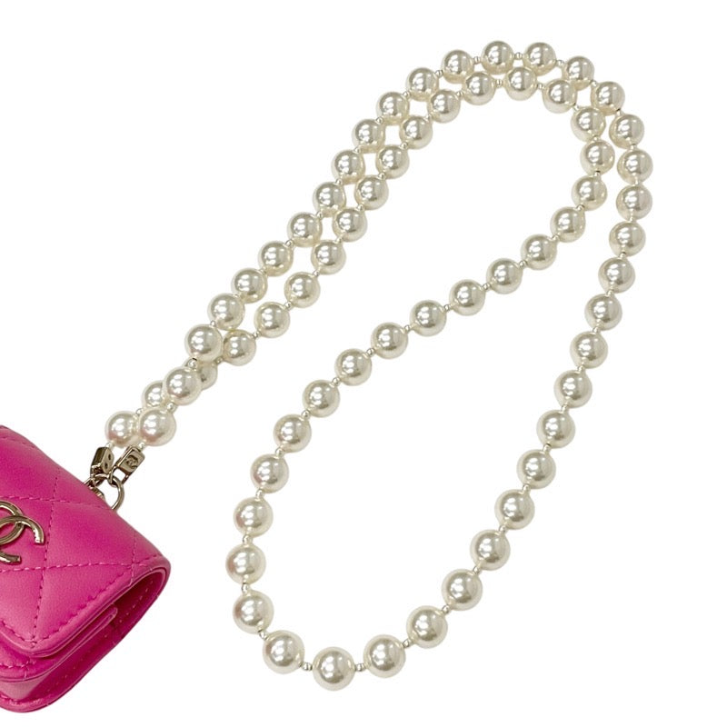 Chanel CHANEL necklace pendant choker pink gold coco mark matelasse airpods case earphone case