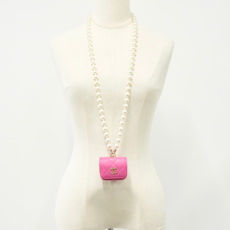 シャネル CHANEL ネックレス ペンダント チョーカー ピンク ゴールド ココマーク マトラッセ airpodsケース イヤホンケース