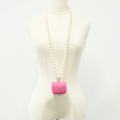 シャネル CHANEL ネックレス ペンダント チョーカー ピンク ゴールド ココマーク マトラッセ airpodsケース イヤホンケース