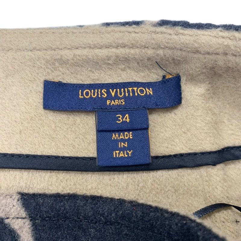 ルイヴィトン LOUIS VUITTON ジャイアントモノグラム ボトムス ブラウン Aライン ミニスカート ウール