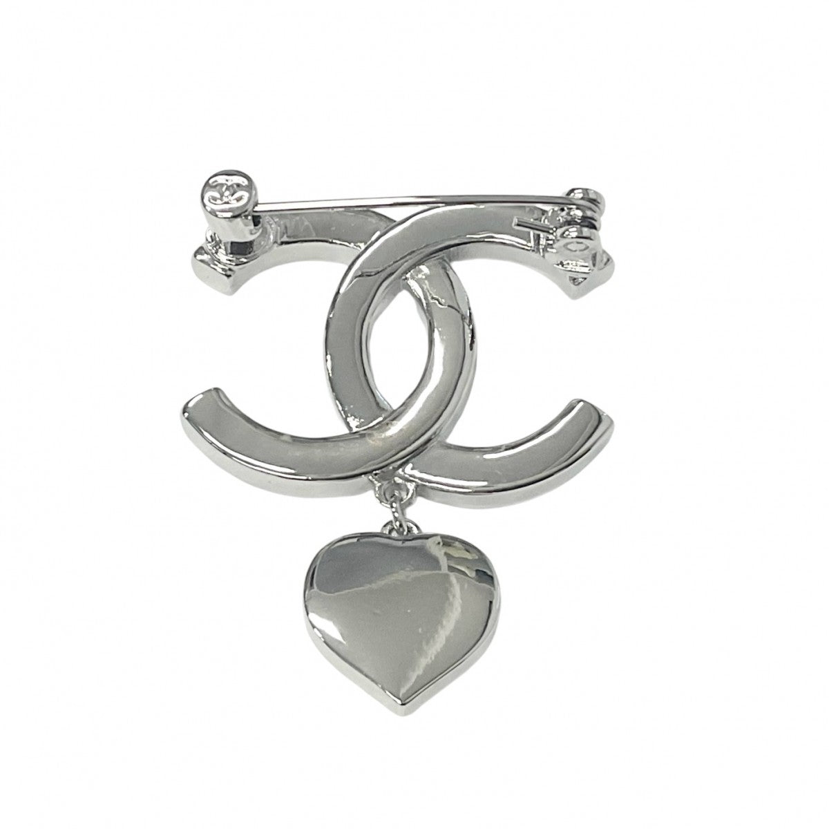 Chanel CHANEL Brooch Corsage Silver Coco Mark Rhinestone Heart