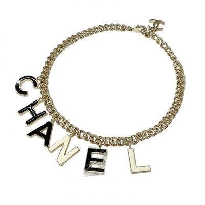 Chanel CHANEL necklace pendant choker gold black white logo