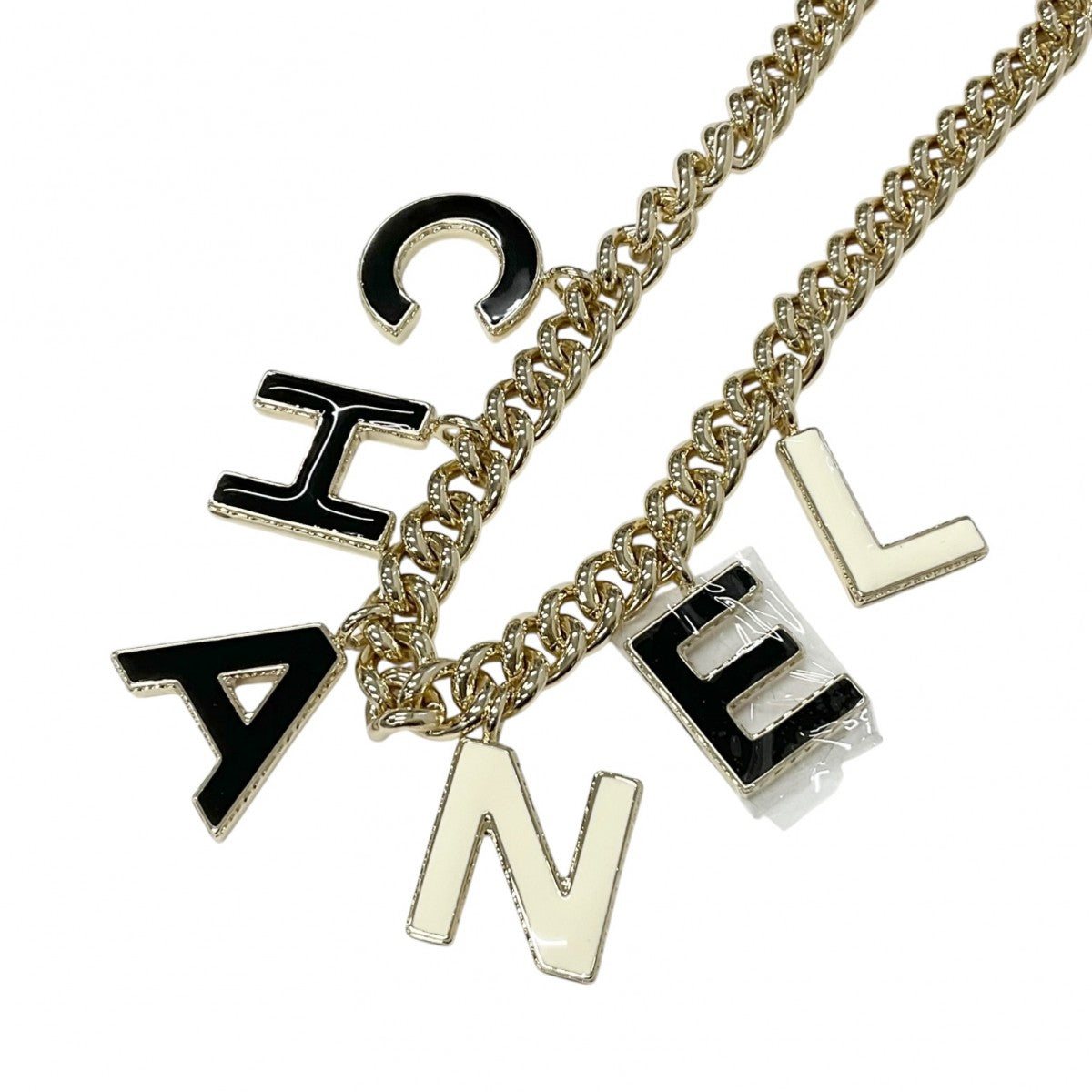 Chanel CHANEL necklace pendant choker gold black white logo