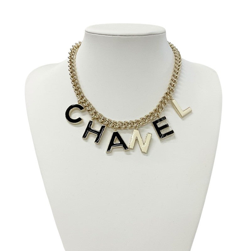 Chanel CHANEL necklace pendant choker gold black white logo