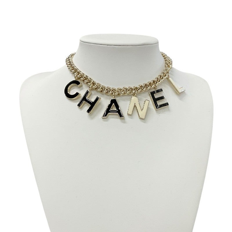 Chanel CHANEL necklace pendant choker gold black white logo