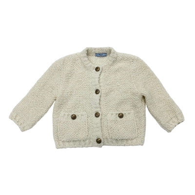 PRADA Tops White Gold Boucre Mohair Cardigan Logo Knit