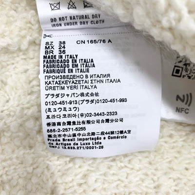 PRADA Tops White Gold Boucre Mohair Cardigan Logo Knit