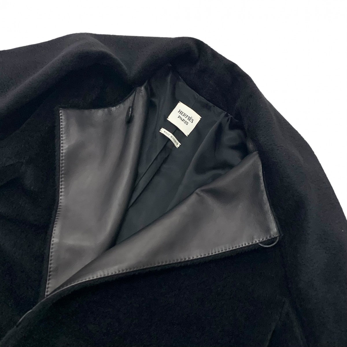 Hermes HERMES Outerwear Black Black Coat Long Coat Alpaca