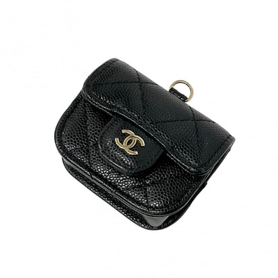 Chanel Black Gold Coco Mark Matelasse Airpods Case Earphone Case