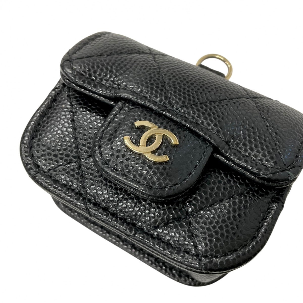 Chanel Black Gold Coco Mark Matelasse Airpods Case Earphone Case