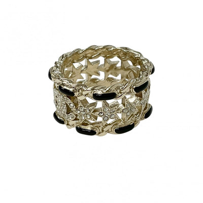 Chanel CHANEL ring gold black coco mark star rhinestone