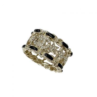 Chanel CHANEL ring gold black coco mark star rhinestone