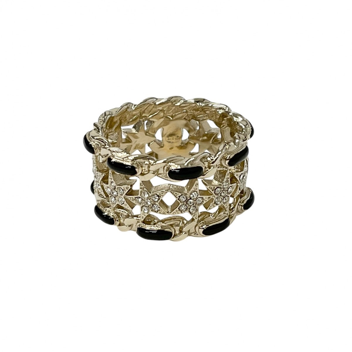 Chanel CHANEL ring gold black coco mark star rhinestone