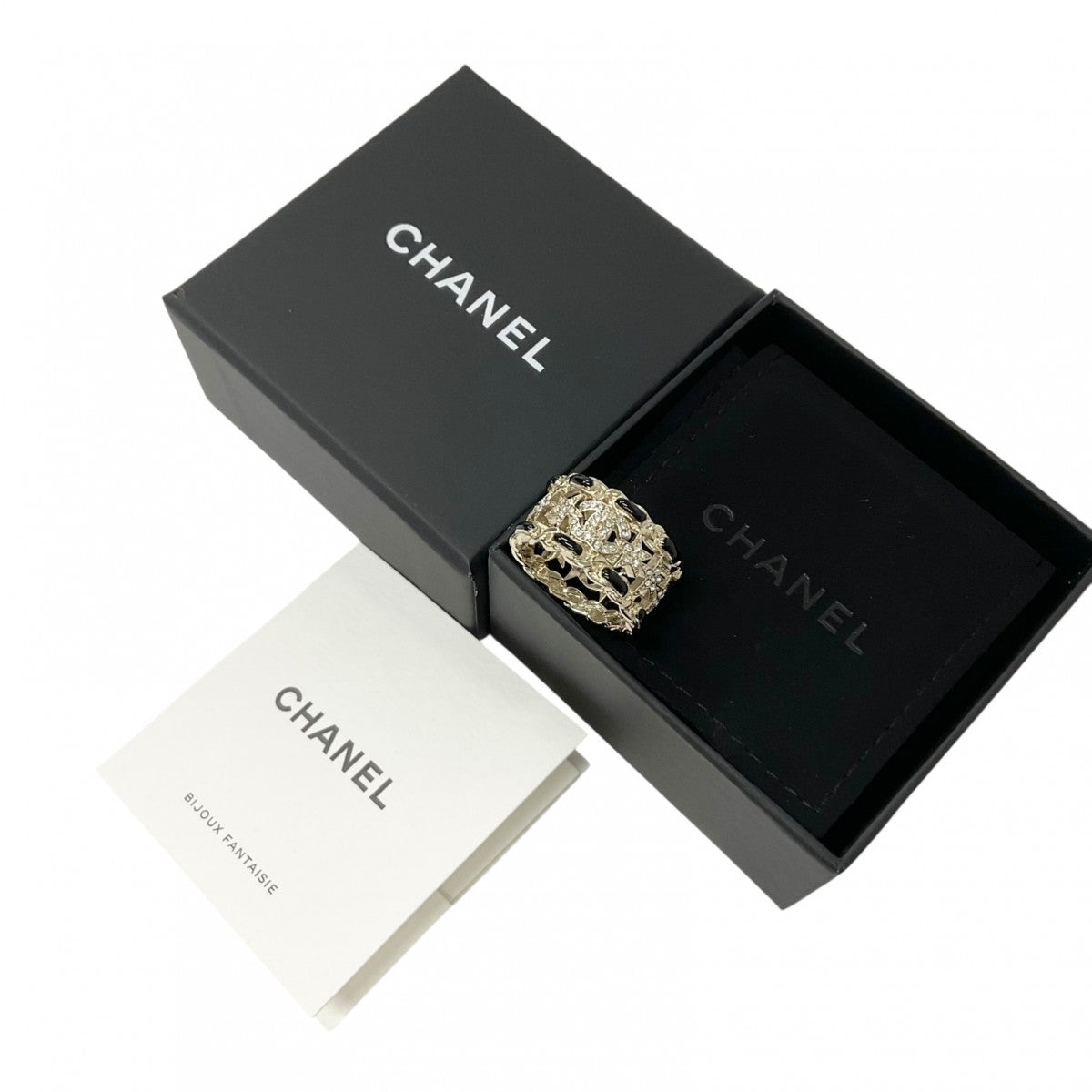 Chanel CHANEL ring gold black coco mark star rhinestone