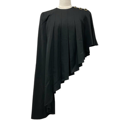 Louis Vuitton LOUIS VUITTON outerwear black black asymmetrical pleated cape wool