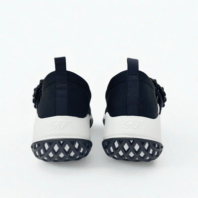 ロジェヴィヴィエ Roger Vivier ヴィヴラン スニーカー 靴 シューズ レザー ファブリック ブラック 黒 バレリーナ ストラスバックル ビジュー ストラップ