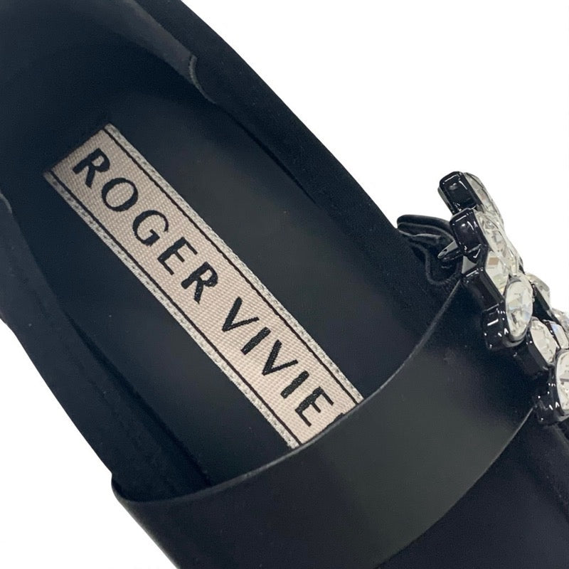 ロジェヴィヴィエ Roger Vivier ヴィヴラン スニーカー 靴 シューズ レザー ファブリック ブラック 黒 バレリーナ ストラスバックル ビジュー ストラップ