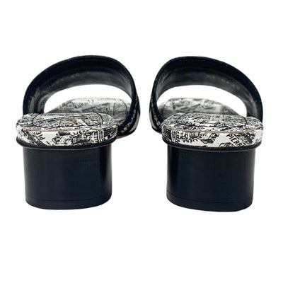 クリスチャンディオール CHRISTIAN DIOR DWAY サンダル 靴 シューズ ファブリック ホワイト ブラック ミュール 刺繍 エンブロイダリー ロゴ